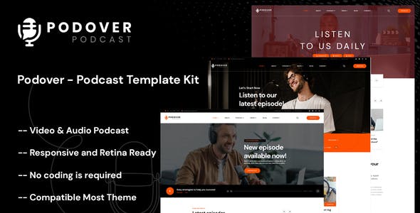 Podover – Podcast Elementor Template Kit Podover – Podcast Elementor Template Kit