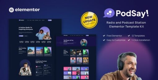 PodSay – Radio & Podcast Station Elementor Template Kit