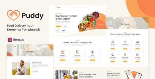 Puddy – Food Delivery App Elementor Template Kit