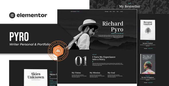Pyro – Writer Portfolio Elementor Template Kit Pyro – Writer Portfolio Elementor Template Kit