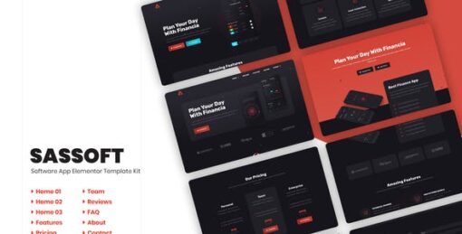 Sassoft | Mobile App & Fintech Startup Elementor Template Kit