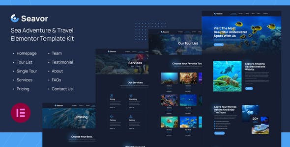 Seavor | Sea Adventure & Travel Elementor Template Kit Seavor | Sea Adventure & Travel Elementor Template Kit