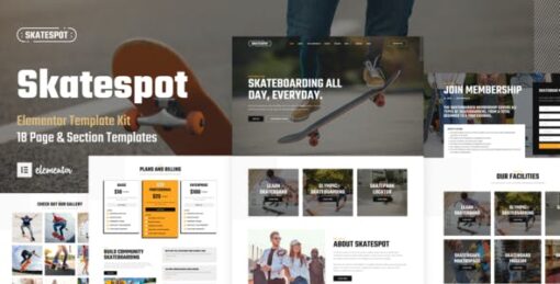 Skatespot – Skateboard Community & Skate Park Elementor Pro Template Kit