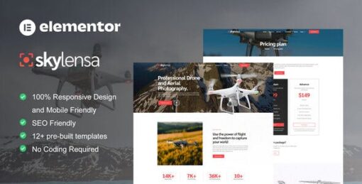 Skylensa – Aerial Photography & Videography Elementor Template Kit
