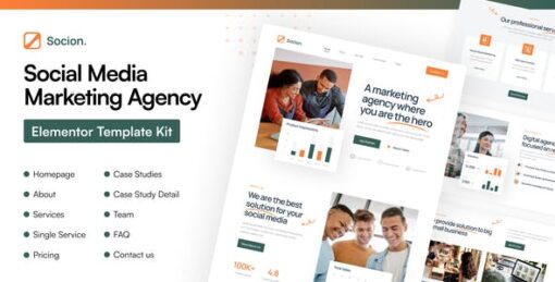 Socion – Social Media Marketing Agency Elementor Pro Template Kit