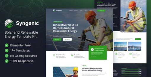 Syngenic – Solar & Renewable Energy Elementor Template Kit