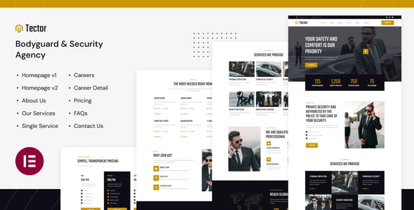 Tector | Bodyguard & Security Agency Elementor Template Kit Tector | Bodyguard & Security Agency Elementor Template Kit
