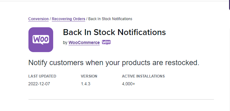 WooCommerce Back In Stock Notifications WooCommerce Back In Stock Notifications