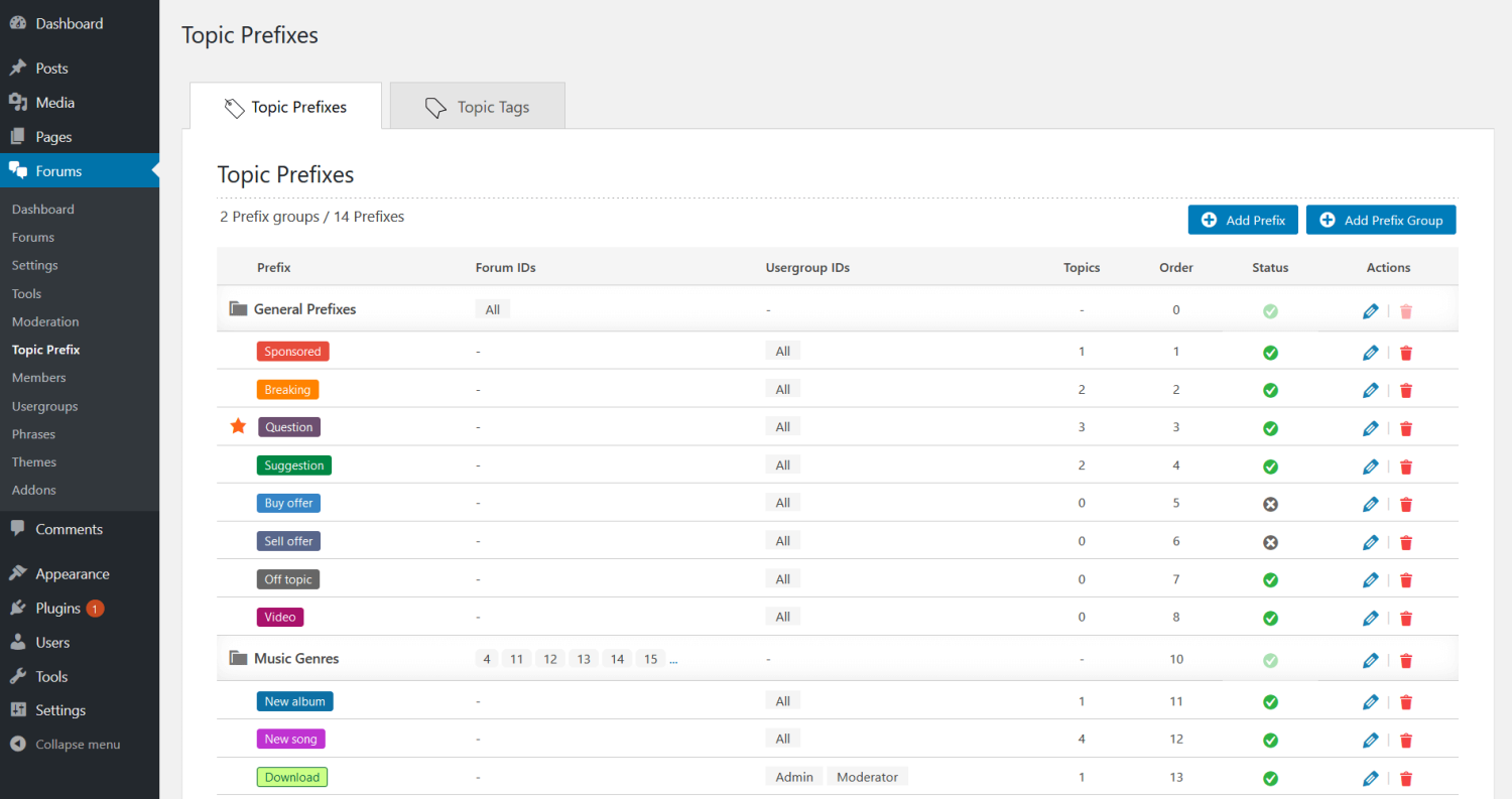 wpForo – Topic Prefix & Tag Manager wpForo – Topic Prefix & Tag Manager