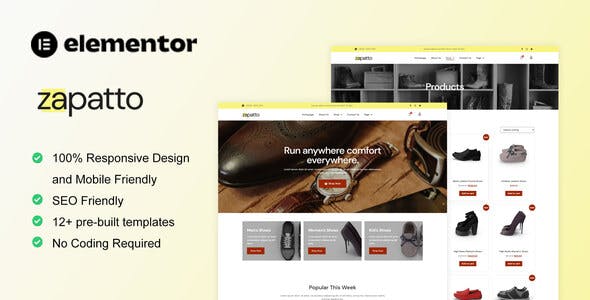 Zapatto – Shoes Store WooCommerce Elementor Template Kit Zapatto – Shoes Store WooCommerce Elementor Template Kit