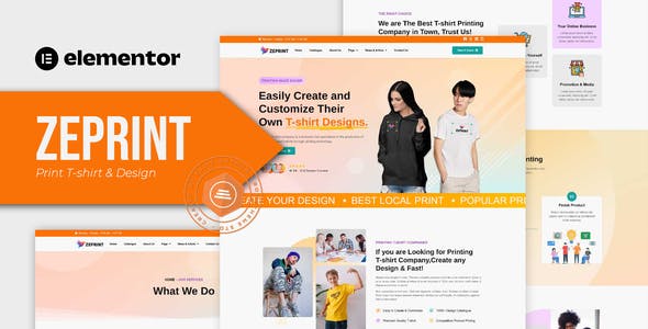 Zeprint – Print T-shirt & Design Elementor Pro Template Kit Zeprint – Print T-shirt & Design Elementor Pro Template Kit