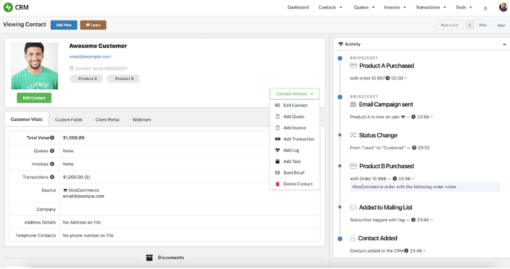 Zero BS CRM Extension: Woo Sync