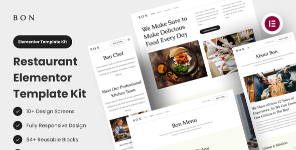 Bon – Restaurant Elementor Template Kit Bon – Restaurant Elementor Template Kit