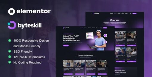 ByteSkill – IT Online Course & Education Elementor Pro Template Kit