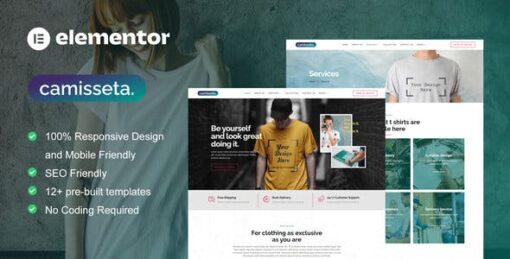 Camisetta – T Shirt Design & Printing Service Elementor Pro Template Kit