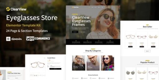 ClearView – Eyeglasses & Eyewear Store WooCommerce Elementor Template Kit