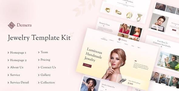 Demera – Jewelry Manufacturer & Store Elementor Template Kit Demera – Jewelry Manufacturer & Store Elementor Template Kit
