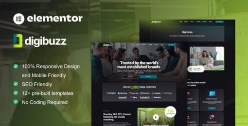 DigiBuzz – Dark Digital Agency Elementor Template Kit