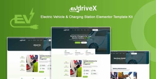 EVdriveX – Electric Vehicle & Charging Station Elementor Template Kit