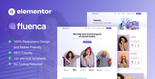 Fluenca – Social Media Agency Elementor Pro Full Site Template Kit