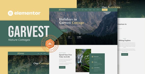 Garvest – Nature Cottages Elementor Template Kit Garvest – Nature Cottages Elementor Template Kit