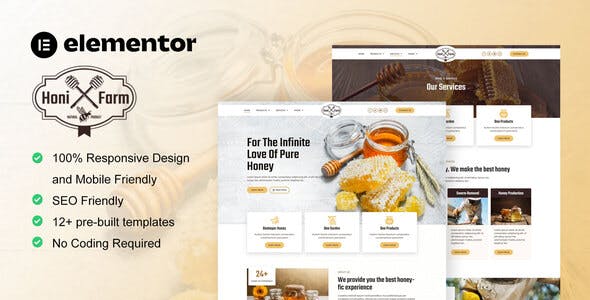 HoniFarm – Honey Bee Farm Elementor Template Kit HoniFarm – Honey Bee Farm Elementor Template Kit