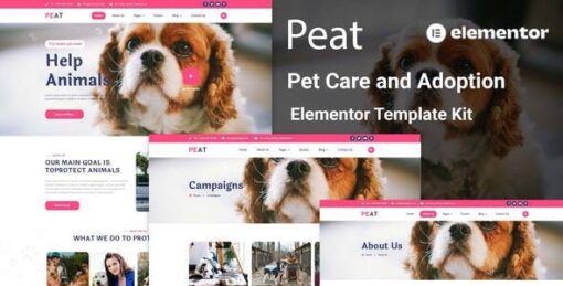 Peat – Pet Care & Adoption Elementor Template Kit