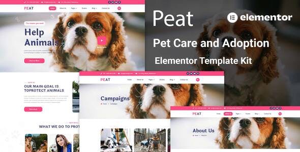 Peat – Pet Care & Adoption Elementor Template Kit Peat – Pet Care & Adoption Elementor Template Kit