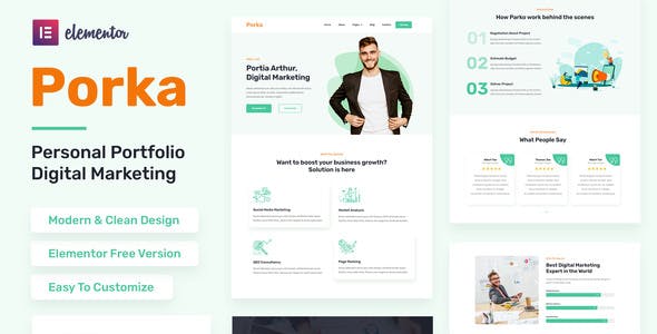 Porka – Digital Marketing Personal Portfolio Elementor Template Kit Porka – Digital Marketing Personal Portfolio Elementor Template Kit