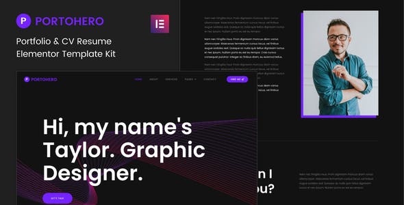 Portohero – Personal Portfolio & CV Elementor Template Kit Portohero – Personal Portfolio & CV Elementor Template Kit