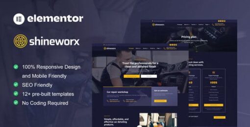 ShineWorx – Car Detailing Service & Car Repair Elementor Pro Template Kit