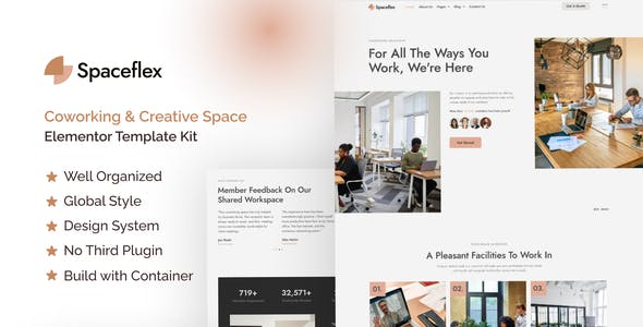 SpaceFlex – Coworking & Creative Space Elementor Pro Template Kit SpaceFlex – Coworking & Creative Space Elementor Pro Template Kit