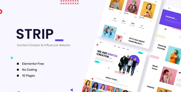 Strip – Content Creator & Influencer Elementor Template Kit Strip – Content Creator & Influencer Elementor Template Kit