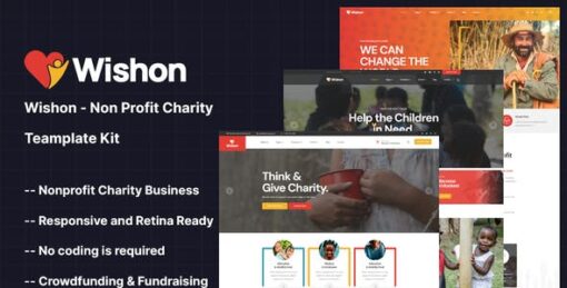 Wishon – Non Profit Charity Elementor Template Kit
