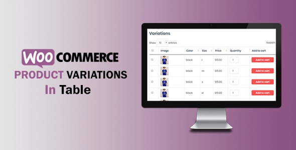 WooCommerce Variations In Table WooCommerce Variations In Table