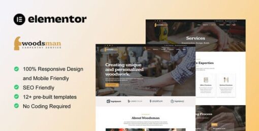 Woodsman – Carpenter & Craftsman Elementor Template Kit
