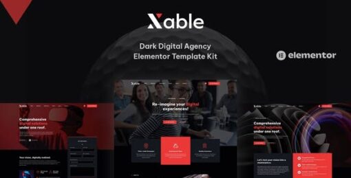 Xable – Dark Digital Agency Elementor Pro Template Kit