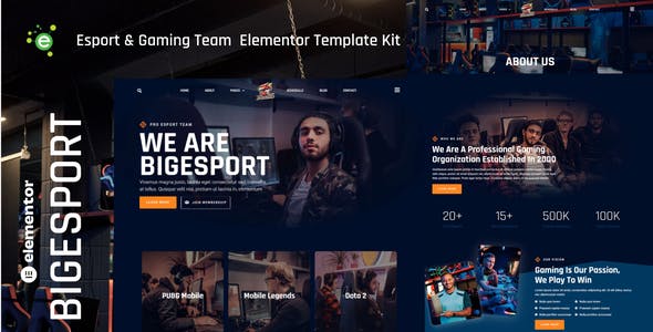 Bigesport – Esport & Gaming Team Elementor Template Kit Bigesport – Esport & Gaming Team Elementor Template Kit