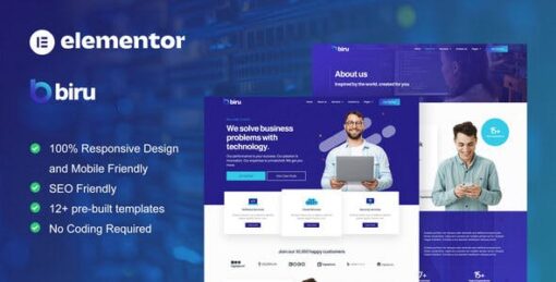 Biru – IT Services Elementor Pro Full Site Template Kit