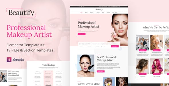 Beautify – Makeup Artist & Hair Stylist Elementor Template Kit Beautify – Makeup Artist & Hair Stylist Elementor Template Kit