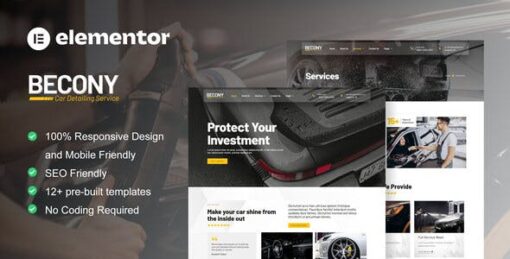 Becony – Car Detailing Services & Car Repair Elementor Template Kit
