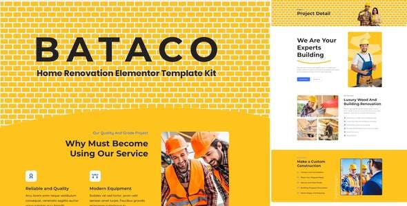 Bataco – Home Renovation & Construction Elementor Template Kit Bataco – Home Renovation & Construction Elementor Template Kit