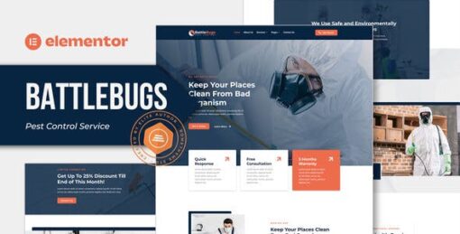 BattleBugs – Pest Control Service Elementor Template Kit