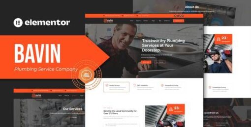 Bavin – Plumbing Service Company Elementor Template Kit